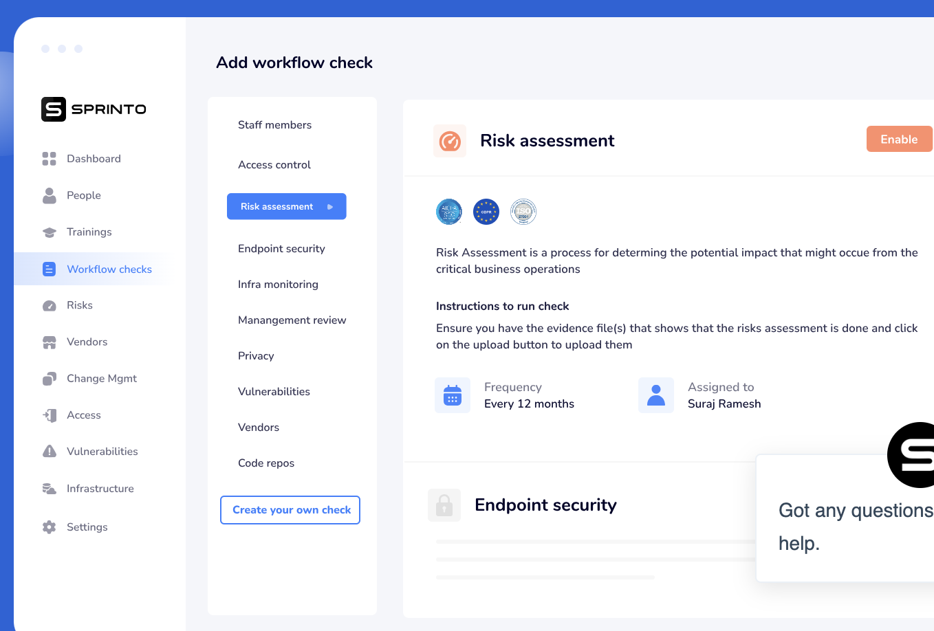 Sprinto Compliance Automation Tool